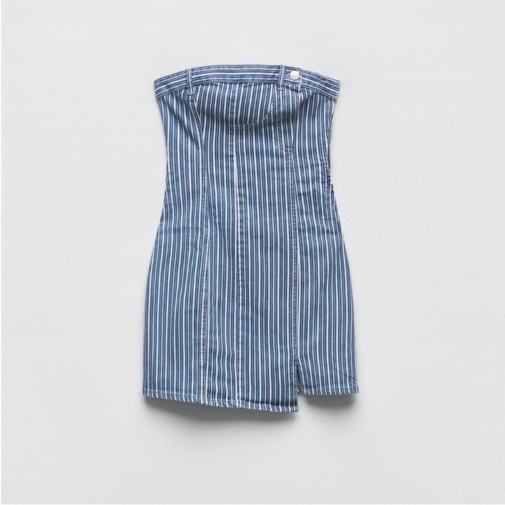 ZARA NWT STRAPLESS STRIPED DENIM DRESS XS